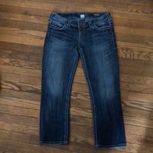 Silver crop jeans